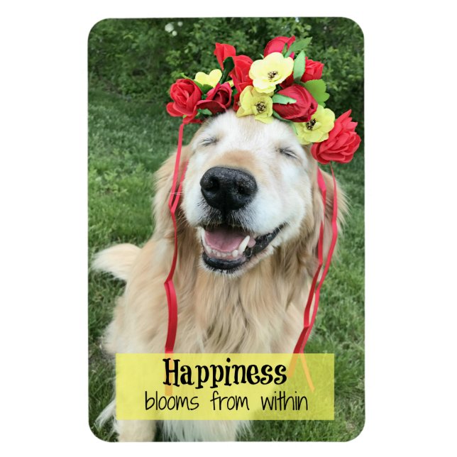 Golden Retriever-blommor inifrån Magnet (Vertikal)