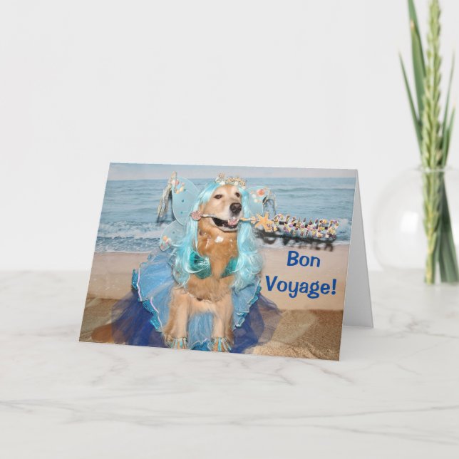 Golden Retriever Bon Voyage Beach Fairy Kort (Framsida)