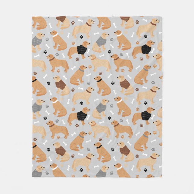 Golden Retriever Bones och Tass Fleece Blanket (Framsidan)