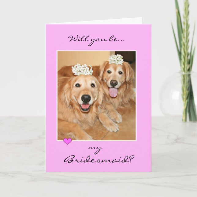 Golden Retriever Bridesmaid Greeting Card Inbjudan (Framsida)