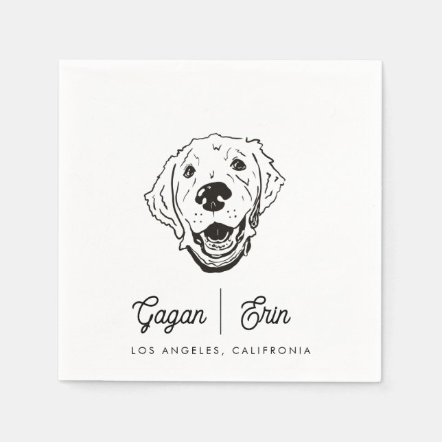 Golden Retriever Bröllock Cocktail servett (Framsidan)