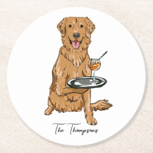 Golden Retriever Bröllop Underlägg Papper Rund