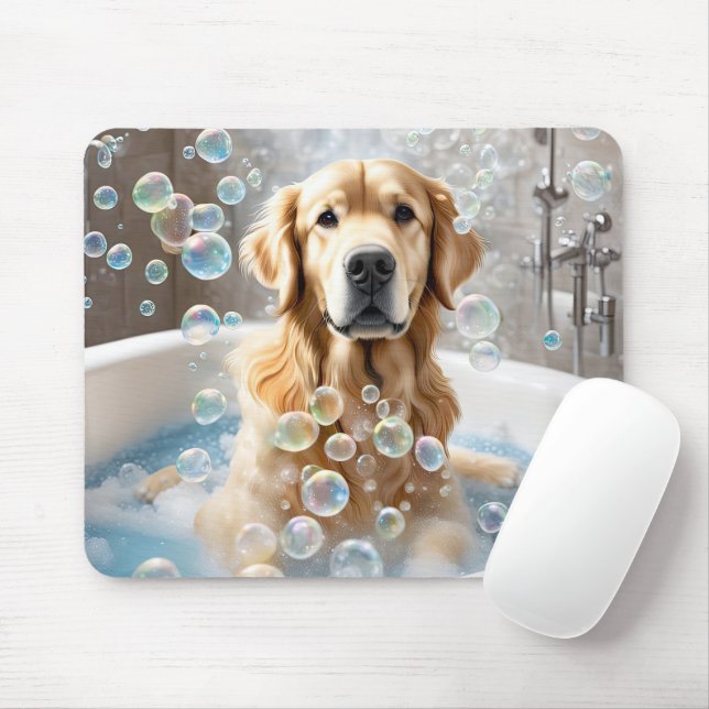 Golden Retriever Bubble Bath Musmatta (Med mus)