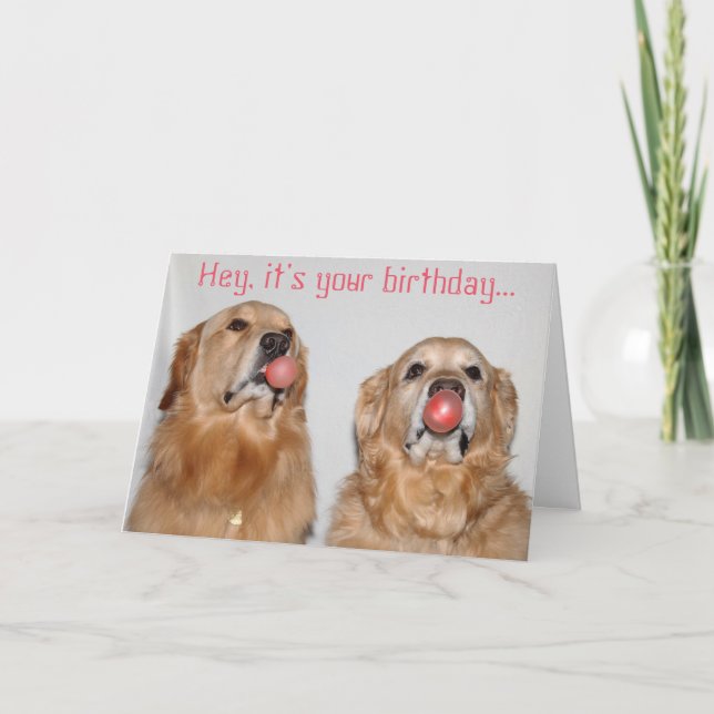 Golden Retriever Bubblegum Birthday Kort (Framsida)