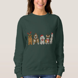 Golden Retriever Bulldog Corgi Husky in Christmas  T Shirt