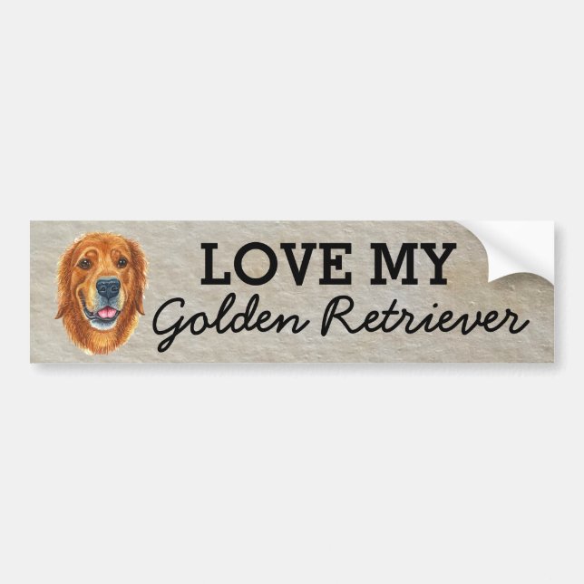 Golden Retriever Bumper Sticker Bildekal (Framsidan)