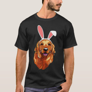 Golden Retriever Bunny Öron Lycklig EasterEaster T Shirt