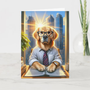 Golden Retriever Businessman för Fars dag Kort