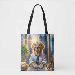 Golden Retriever Businessman in Office Tygkasse