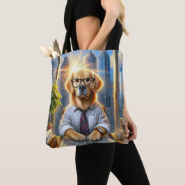 Golden Retriever Businessman in Office Tygkasse