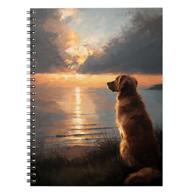 Golden Retriever by Sea Notebook Anteckningsbok (Framsidan)