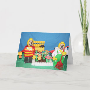 Golden Retriever Bygger Blocks Birthday Kort