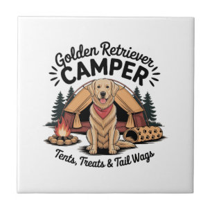 Golden Retriever Camper� Tält, Gods & Svansvaggnin Kakelplatta