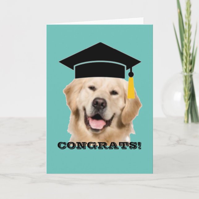 Golden Retriever Cap och Tassel Gratulerara Studen Kort (Framsida)