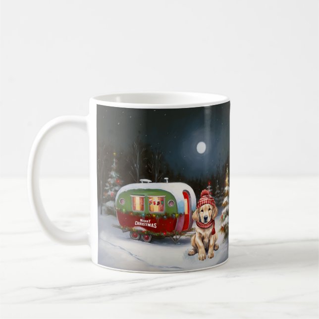 Golden Retriever Caravan jul Äventyr Kaffemugg (Vänster)