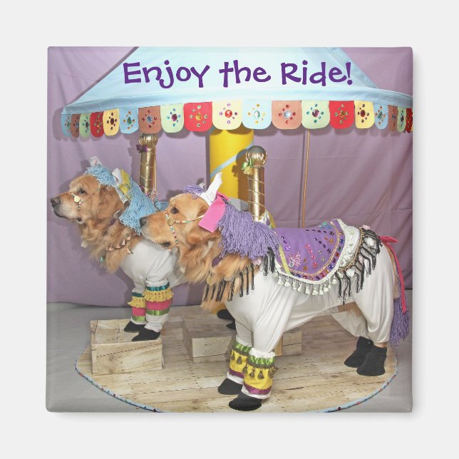 Golden Retriever Carousel Magnet (Framsidan)