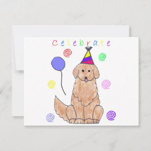 Golden Retriever Celebrate Inbjudningar