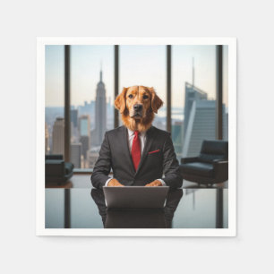 Golden Retriever CEO i ett modernt stiga upp konto Pappersservett