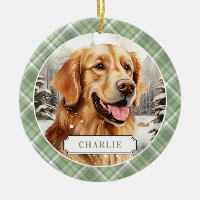 Golden Retriever Ceramic Circle Ornament (Framsidan)