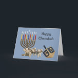 Golden Retriever Chanukah Card Menorah Dreidel 4 Helgkort<br><div class="desc">Att minnas familj och vänner under Chanukah-säsongen är ett underbart sätt att få behålla i kontakt med de människor du kärlek och bryr dig om. Jag skapat dessa hund Chanukah-kort med kärlek och omsorg, och jag är säker på att alla som kärlek hundar är glada över att få dem. Du...</div>