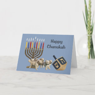 Golden Retriever Chanukah Card Menorah Dreidel 4 Helgkort