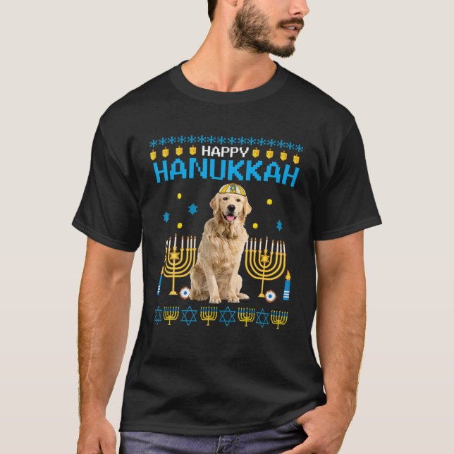 Golden Retriever Chanukah Jewish Ugly Hanukkah Swe T Shirt (Framsida)
