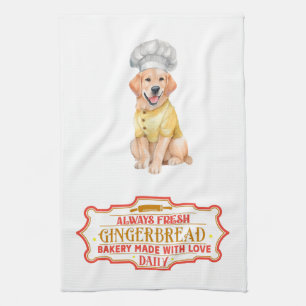 Golden Retriever Chef Baking Gingerbröd Kökshandduk