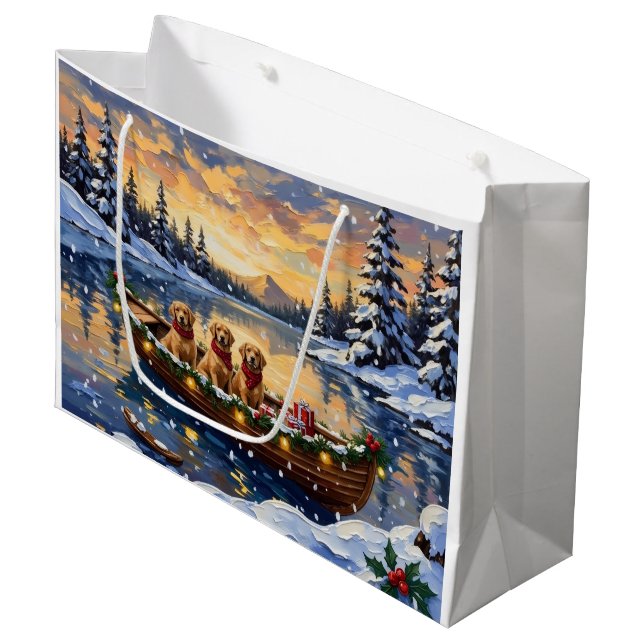 Golden Retriever Christmas Boat Holiday (Framsidan Vinklad)