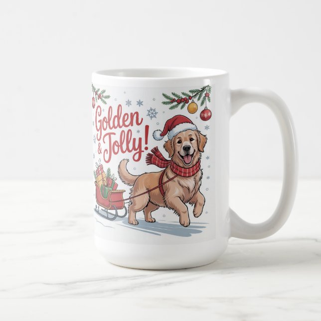 Golden Retriever Christmas Golden & Jolly Holiday  Kaffemugg (Höger)