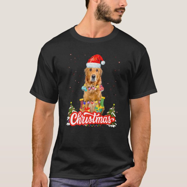 Golden Retriever Christmas Idea For Kids & Santa H T Shirt (Framsida)
