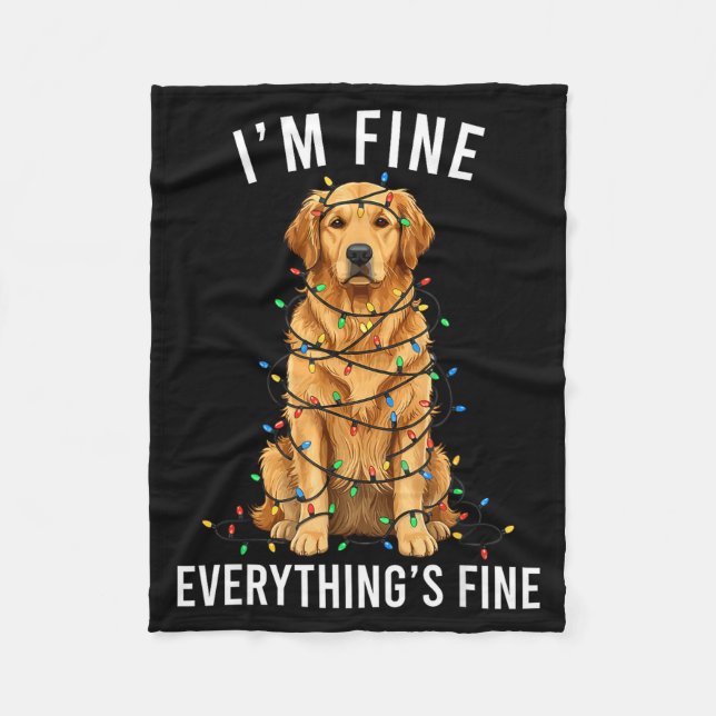 Golden Retriever Christmas I'm Fine Everything Is  Fleecefilt (Framsidan)