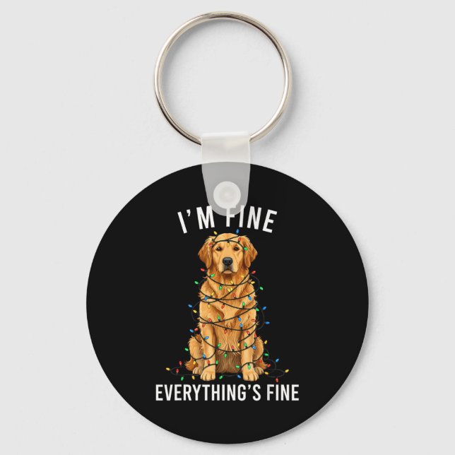 Golden Retriever Christmas I'm Fine Everything Is  Nyckelring (Framsida)