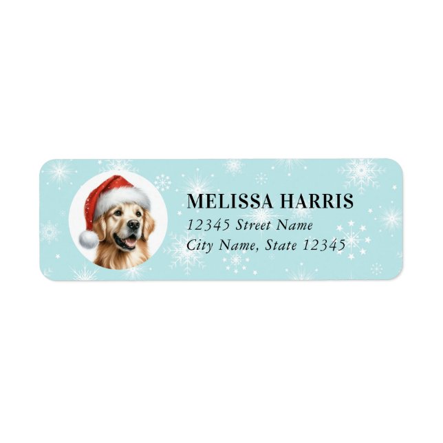 Golden Retriever Christmas Return Address Labels Returadress Etikett (Framsidan)
