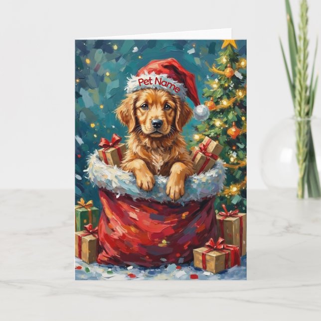Golden Retriever Christmas Santa Bag Adventure Kort (Framsida)