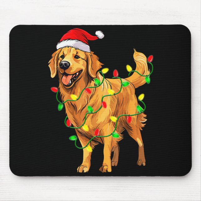Golden Retriever Christmas Santa Hat Tree Lights P Musmatta (Framsidan)