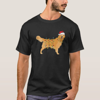Golden Retriever Christmas Santa Hat Tree Lights P T Shirt