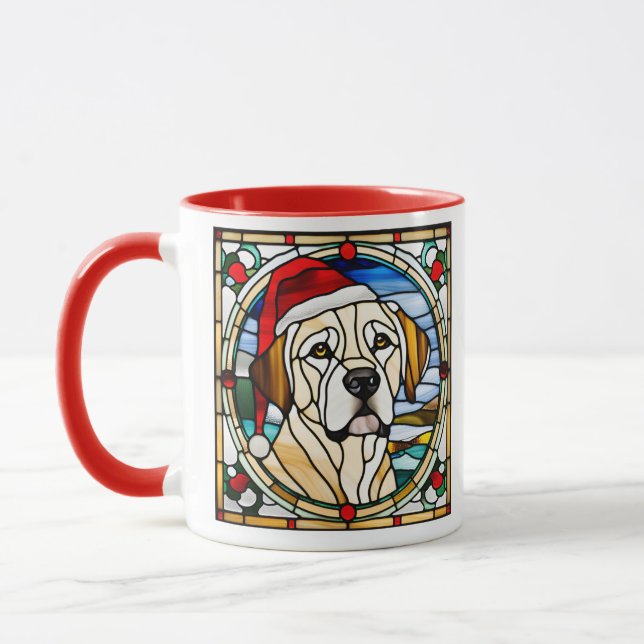 Golden Retriever Christmas Stained Glass Mug Mugg (Vänster)