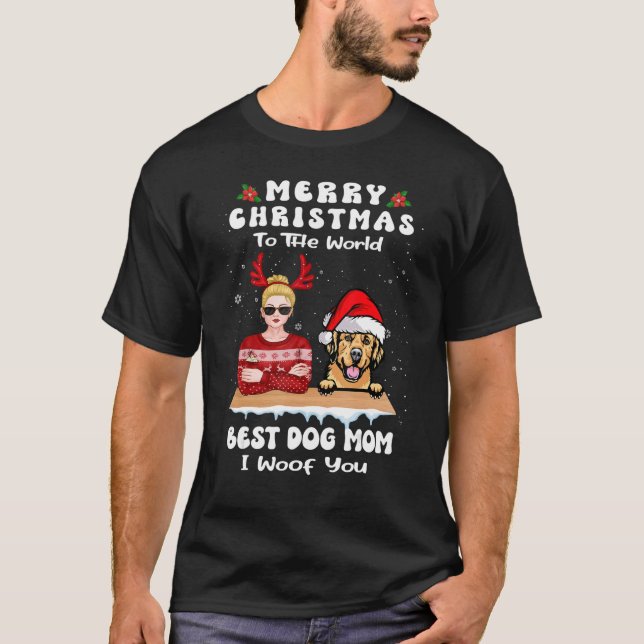 Golden Retriever Christmas To The World Best Dog M T Shirt (Framsida)