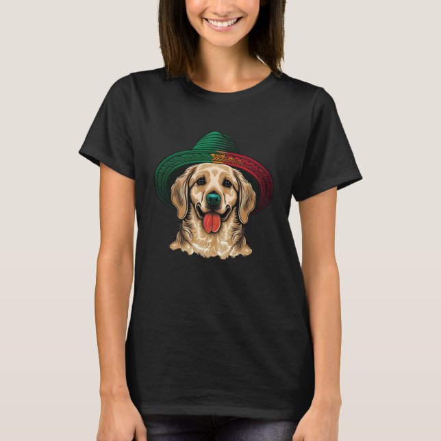 Golden Retriever Cinco De Mayo Mexican Sombrero Fi T Shirt (Framsida)