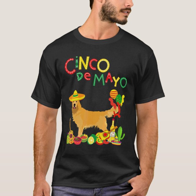 Golden Retriever Cinco De Mayo T Shirt (Framsida)