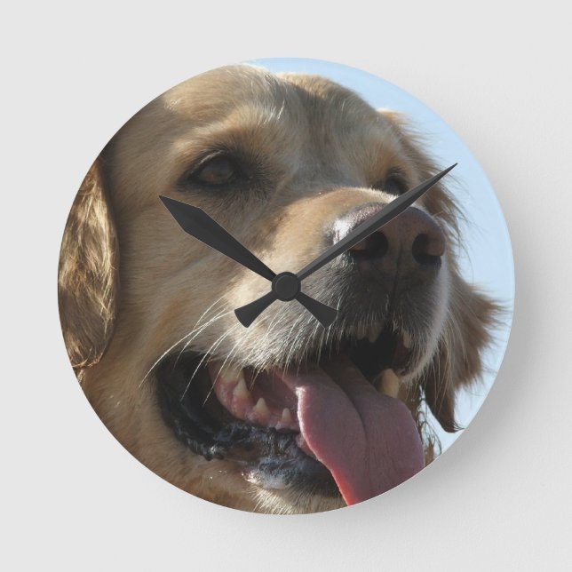 Golden Retriever Clock Rund Klocka (Framsida)