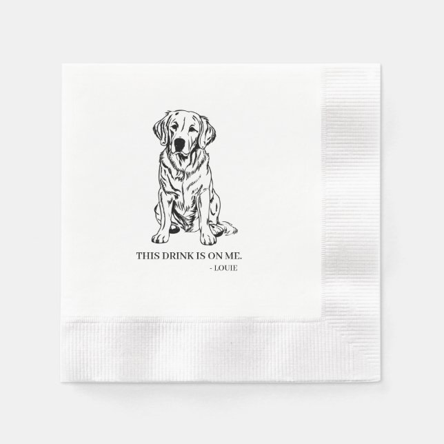 Golden Retriever Cocktail Napkin Pappersservett (Framsidan)