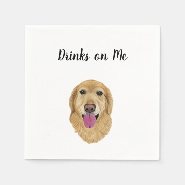 Golden Retriever Cocktail Napkins Pappersservett (Framsidan)
