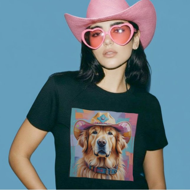 Golden Retriever Colorful Aesthetic Cowgirl Shirt T Shirt (Golden Retriever Colorful Aesthetic Cowgirl Shirt )