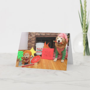 Golden Retriever Cookies och Mjölk för Santa Santa Helgkort
