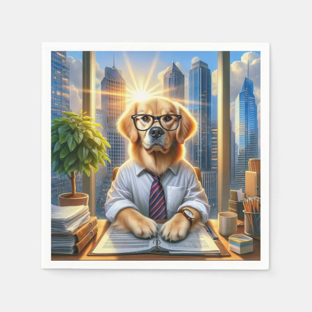 Golden Retriever Corporate Businessman Pappersservett (Framsidan)