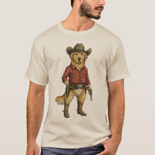 Golden Retriever Cowboy Laglös – Vintage Västern D T Shirt