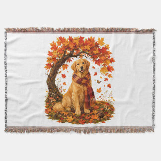 Golden Retriever Cozy Autumn Thanksgiving Filt