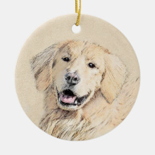 Golden Retriever - Cute Original Hund Art Julgransprydnad Keramik