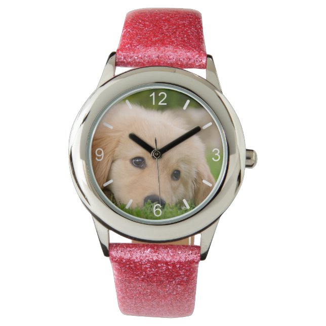 Golden Retriever Cute Puppy Dream-flickuppringning Armbandsur (Framsida)